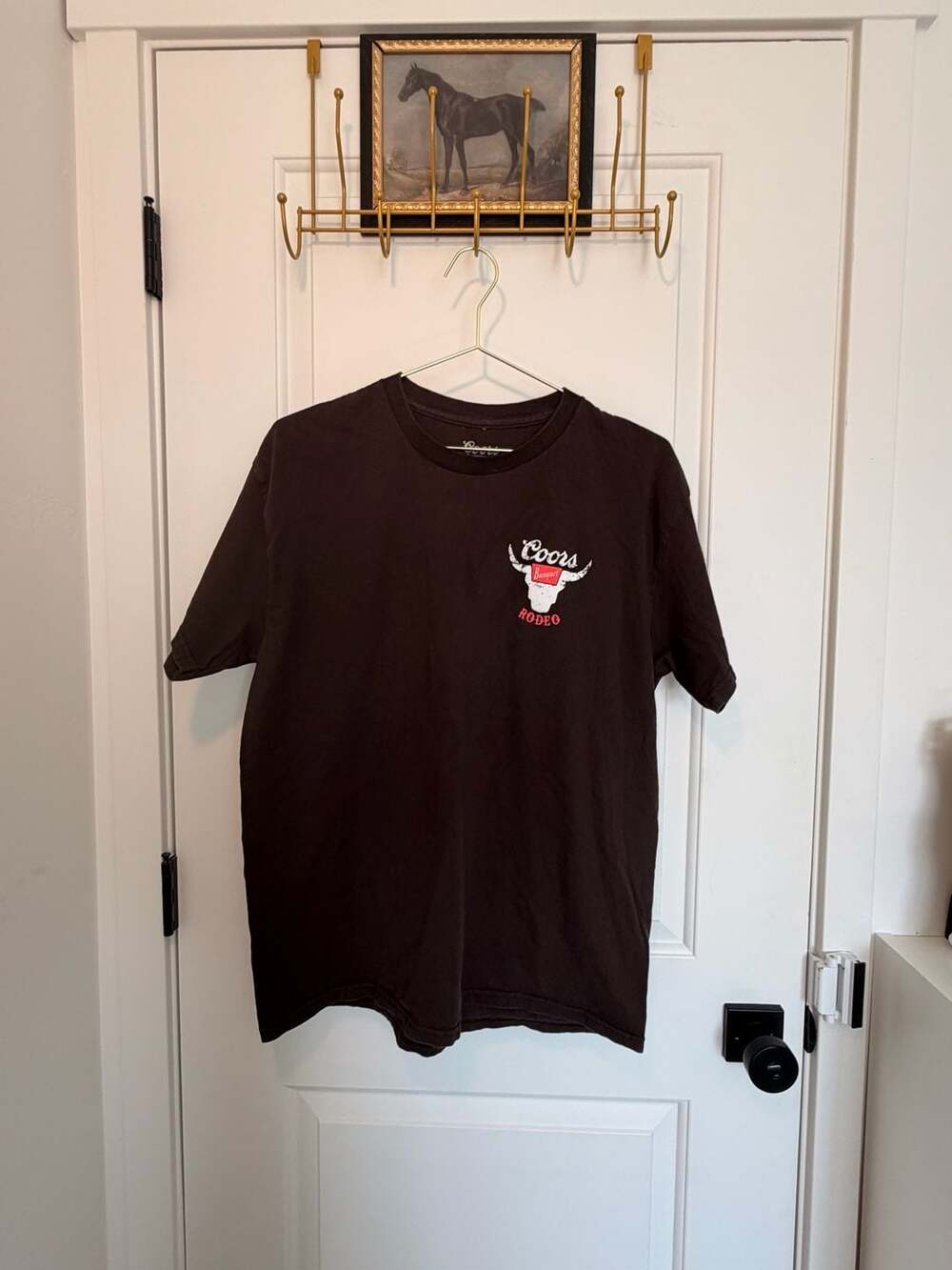 Western Rodeo Bull Longhorn Cowboy Cowgirl Graphic Brown T-Shirt